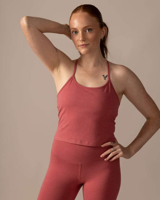 Women wearing the Summit Tank Top by Rose Boreal - Cherry Over / Camisole Cerise Over