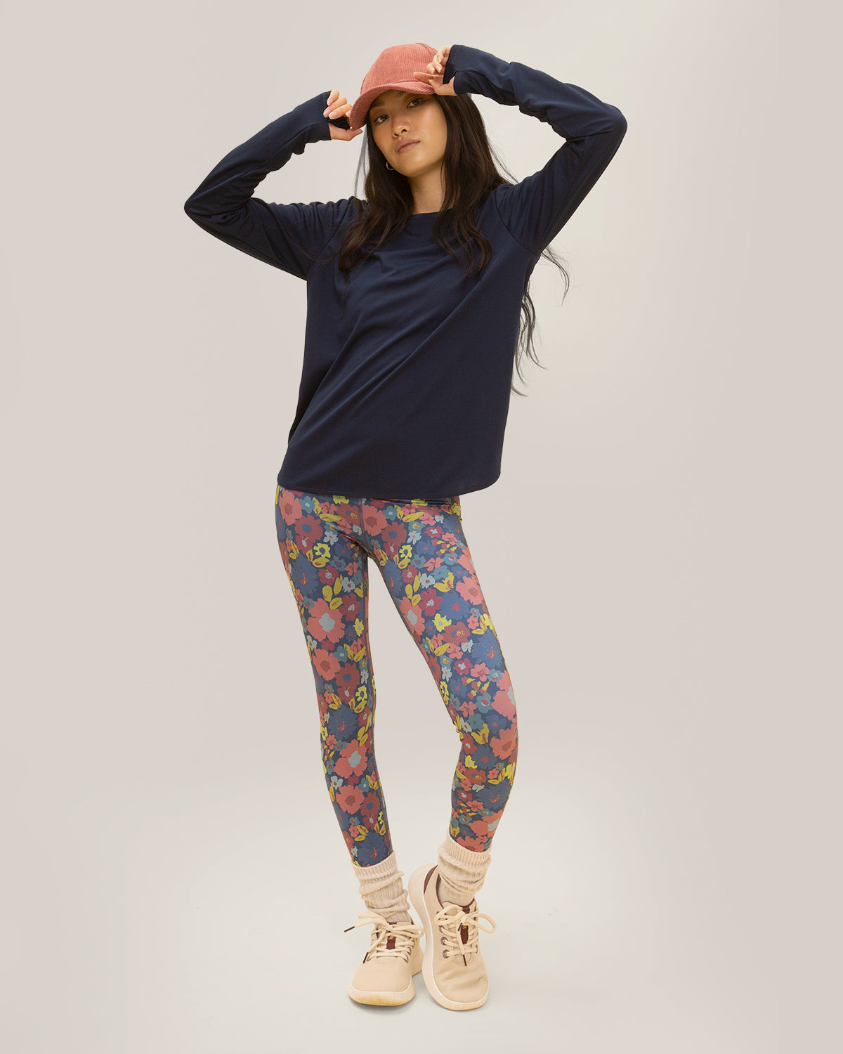 Reversible Legging Bandana Navy Rose Boreal - Groovy Meadow Over / Prairie Branchée Over