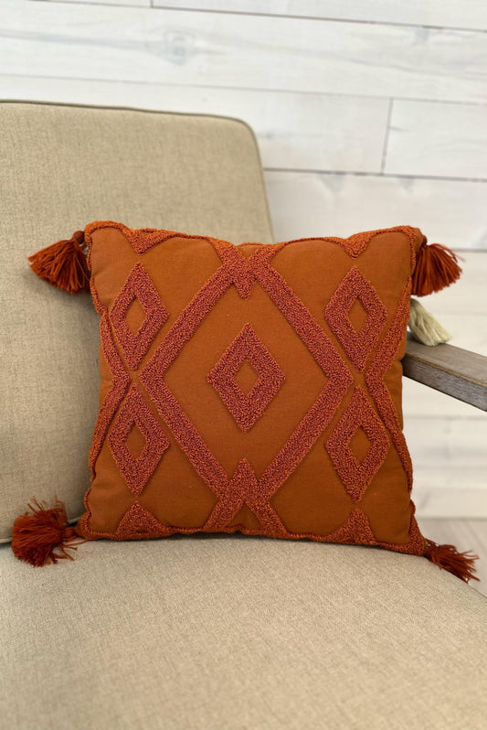 Cozy Moment Tufted Geometric Cushion Home Rose Buddha  Orange / Orange